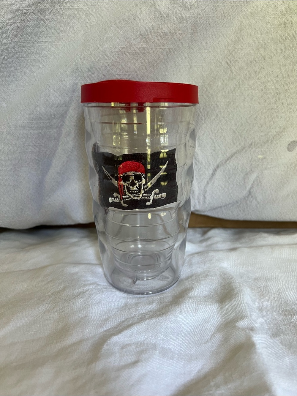 tervis Clear Pirate Skull Travel Tumbler with Red Lid